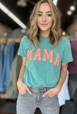 Comfort Color Seafoam MAMA Puffy Gold Tee (S-3XL)