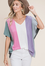 Emerald Collection Striped Color Block Relaxed Top (S-L)