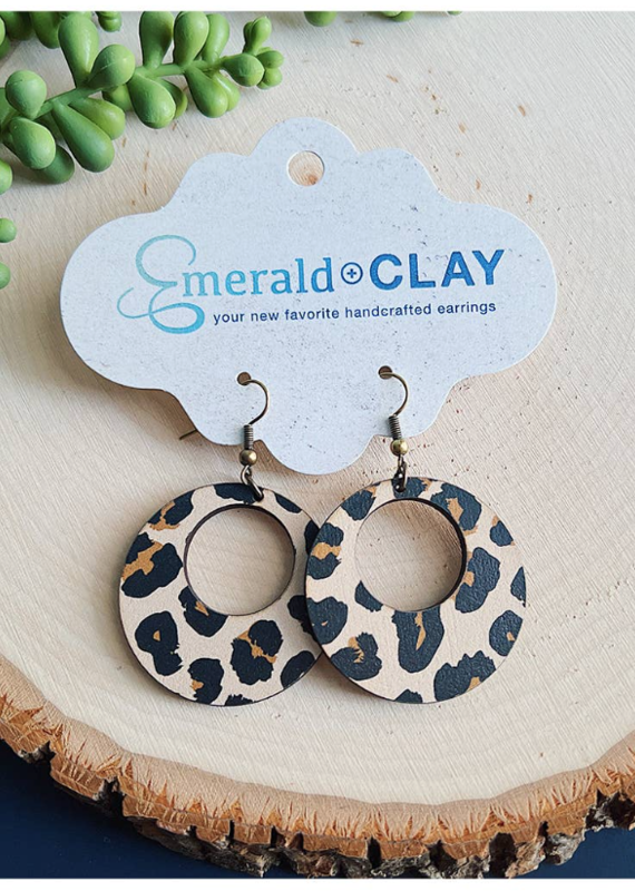 Emerald + Clay Emerald + Clay Cheetah Wood Earrings