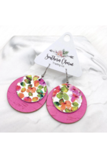 Southern Charm Trading Co Pink Double Floral Cork Earrings
