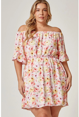 Andree by Unit Blush & Yellow Floral Off Shoulder Dress (2XL Only)