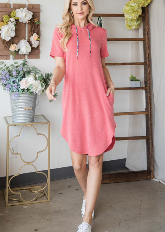 CY Fashion Coral Summer Hooded Dress (S-L)