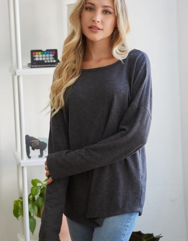 Lovely Melody Charcoal Lace Backed Sweater (S-XL)