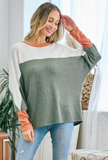 Lovely Melody Autumn Leaves Rust Olive Sweater (S-XL)