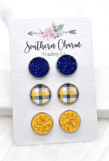 Southern Charm Trading Co Maize & Blue Earring Set of 3