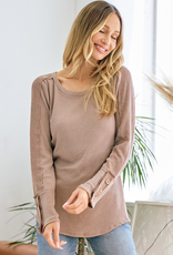 Lovely Melody Mocha Thermal Button Top (S-XL)