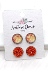 Southern Charm Trading Co Orange Yellow Flower Burst Earring Set