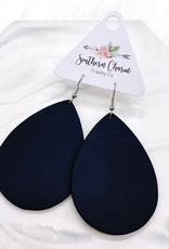 Southern Charm Trading Co Black Chopper Leather Earrings
