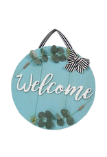 Youngs Home Decor Aqua Welcome Round Hanging Sign (Local Pick Up Only)