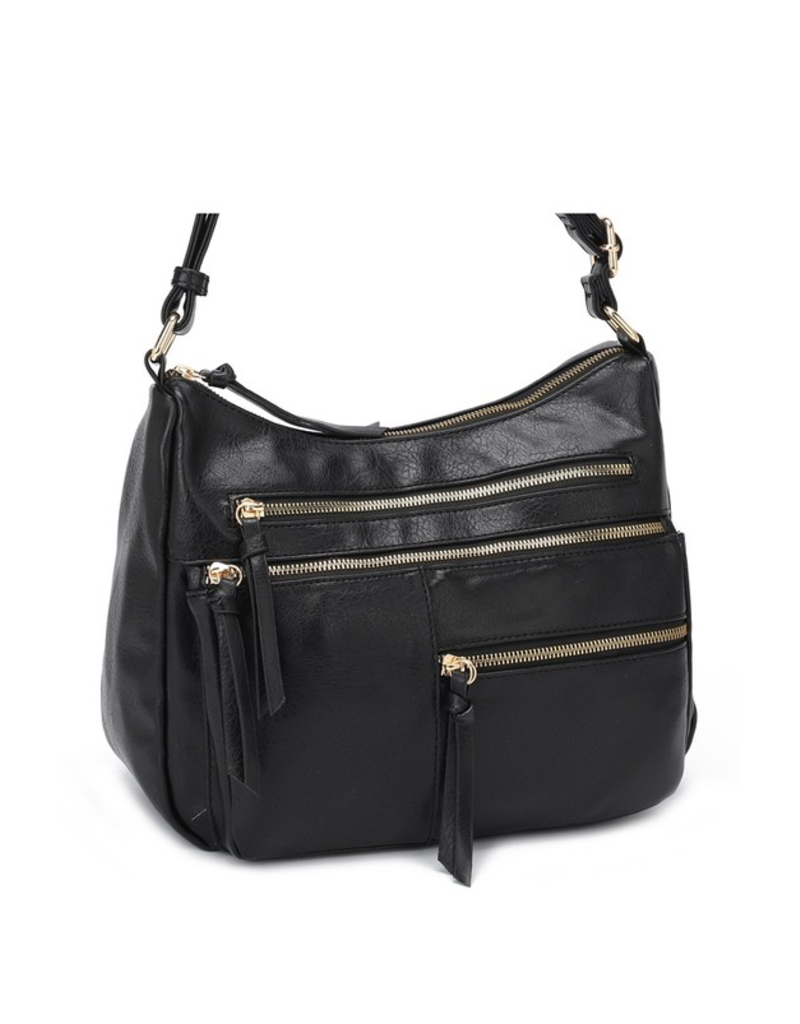 Bag Boutique Black Zipper Crossbody Bag