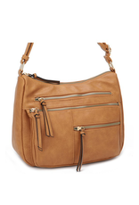 Bag Boutique Light Brown Zipper Crossbody Bag