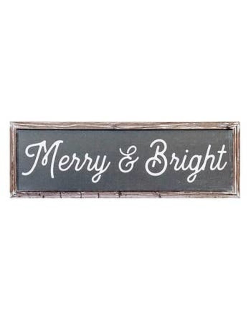 Sweet Water Decor 8x24 Grey Wood Merry & Bright Sign