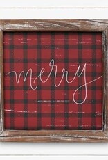 Sweet Water Decor 8x8 Merry Plaid Wood Sign *SALE*