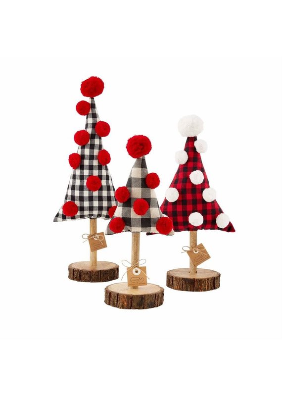 MUDPIE Buffalo Check Fabric Trees on Wood Stand (3 Sizes)