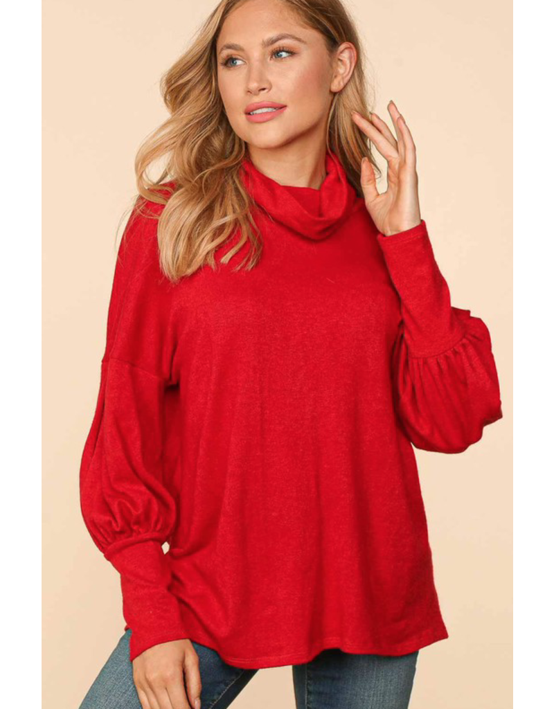 Haptics Red Soft Hacci Turtle Neck Sweater (S-3XL)