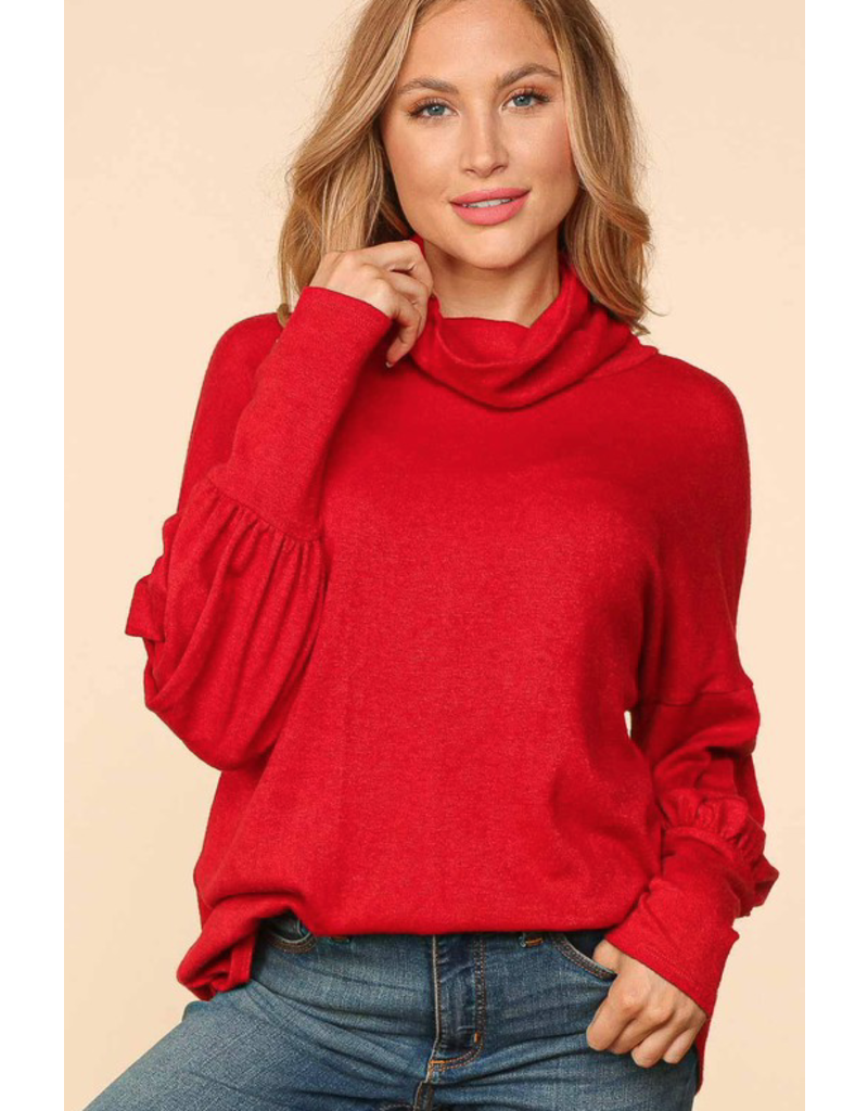 Haptics Red Soft Hacci Turtle Neck Sweater (S-3XL)