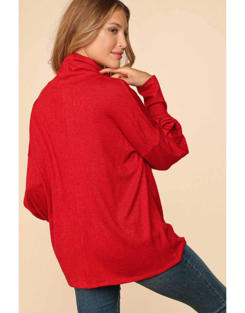 Haptics Red Soft Hacci Turtle Neck Sweater (S-3XL)