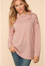 Haptics Ice Pink Corded Button Sweater (S-3XL)
