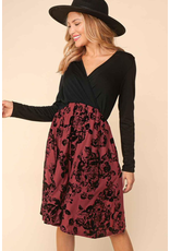 Haptics Black & Wine Velvet Holiday Dress (S-3XL)