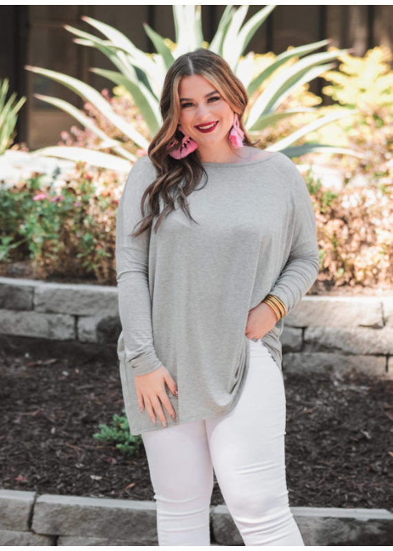 Jess Lea Grey Basic Solid Tunic (LARGE ONLY)