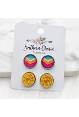 Southern Charm Trading Co Chevron & Mustard Earring Set