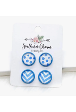 Southern Charm Trading Co Blue Dots & Chevron Earring Set