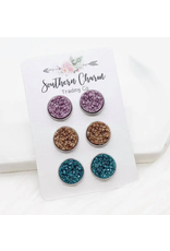 Southern Charm Trading Co Lilac Champagne Teal Earring Trio Set