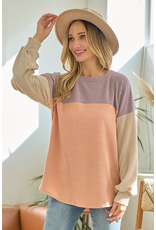Lovely Melody Lavender Coral Ribbed Top (S-XL)