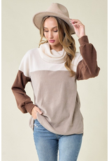 Lovely Melody Ivory & Chocolate Brushed Sweater (S-XL)