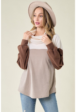 Lovely Melody Ivory & Chocolate Brushed Sweater (S-XL)