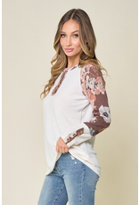 Lovely Melody Brown & Ivory Floral Raglan Sweater (S-XL)