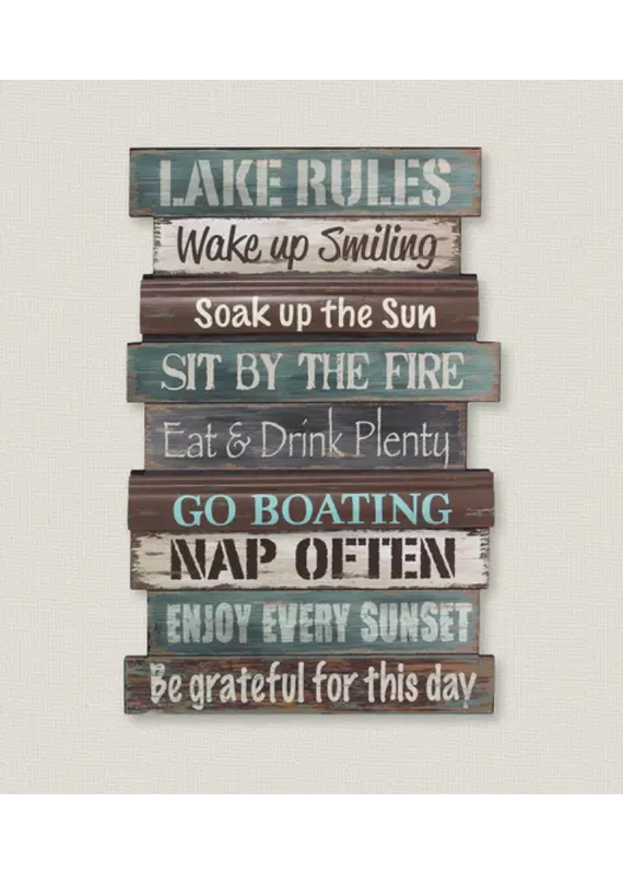 Youngs Home Decor Wood Wall Lake Rules Sign