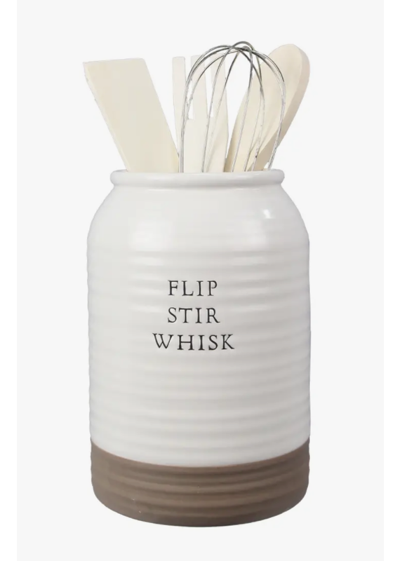 Youngs Home Decor Flip Stir Whisk Canister Utensil Holder