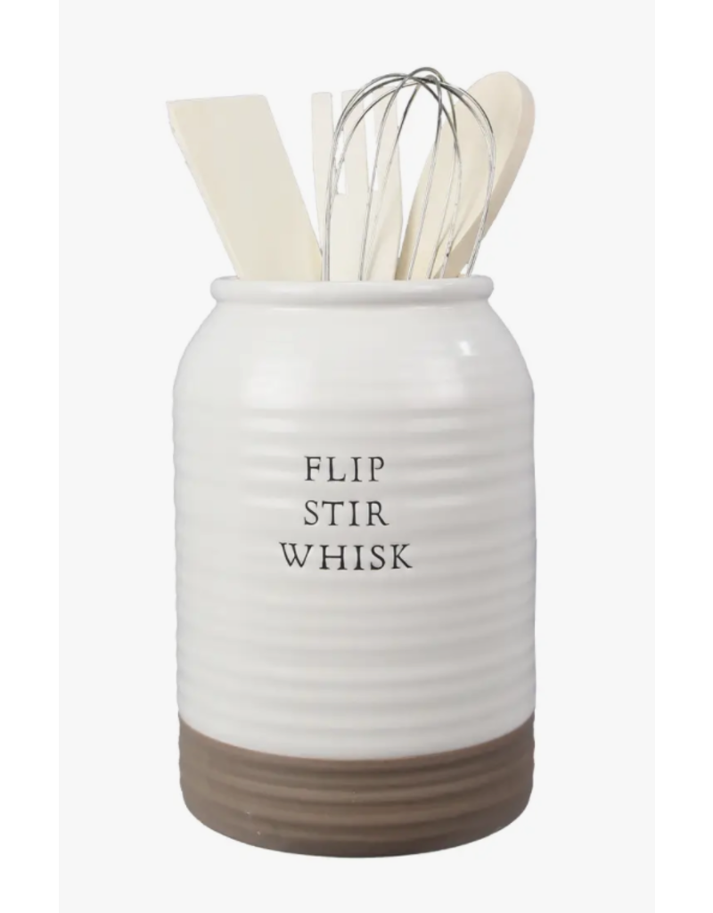 Youngs Home Decor Flip Stir Whisk Canister Utensil Holder