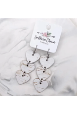 Southern Charm Trading Co 2.5" White Heart Cork Earrings