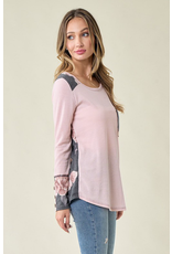 Lovely Melody Pink & Charcoal Floral Back Top (S-XL)
