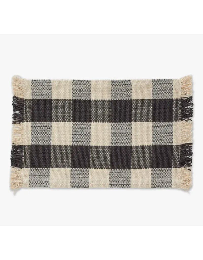 Design Imports Black Check Fringe Placemats