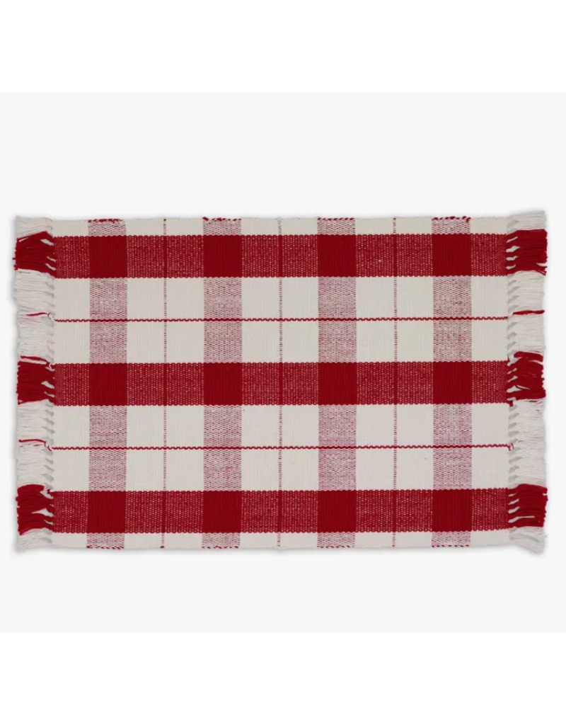 Design Imports Red Check Fringe Placemats