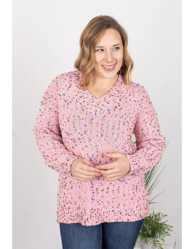 Michelle Mae Pink Confetti Sweater (S & L Only)