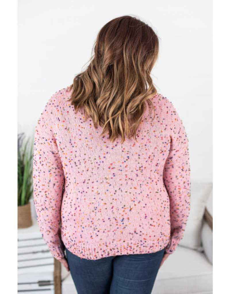 Michelle Mae Pink Confetti Sweater (S & L Only)