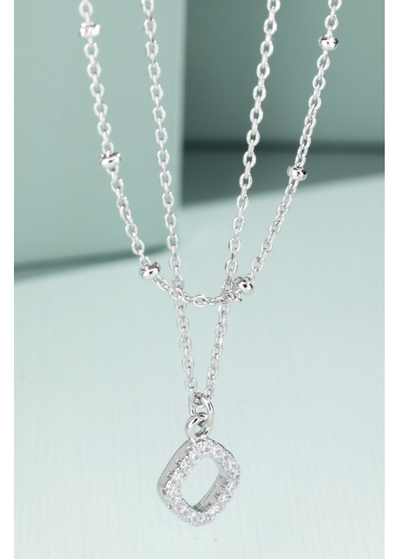 urbanista Silver Diamond Shape Pendant Layered Necklace