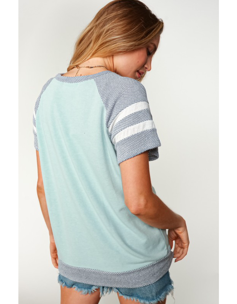 First Love Mint French Terry Stripe Top (S-3XL)