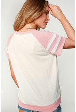 First Love Coral French Terry Stripe Top (S-3XL)