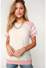 First Love Coral French Terry Stripe Top (S-3XL)