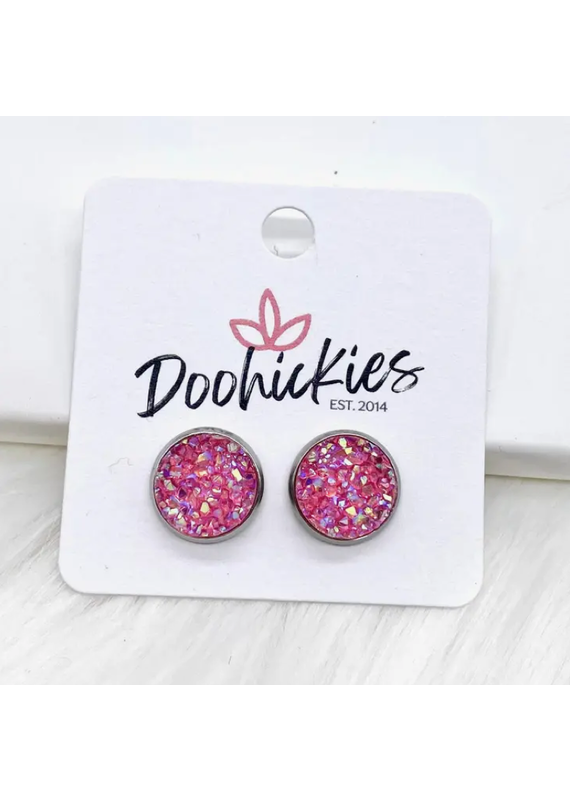 Doohickies Pink Crystal Sparkle Stud Earrings