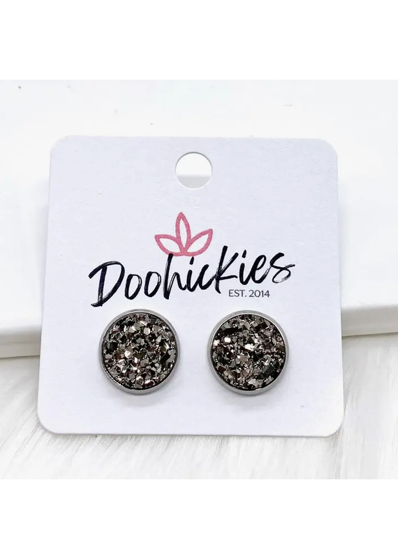 Doohickies Gunmetal Crystal Sparkle Stud Earrings