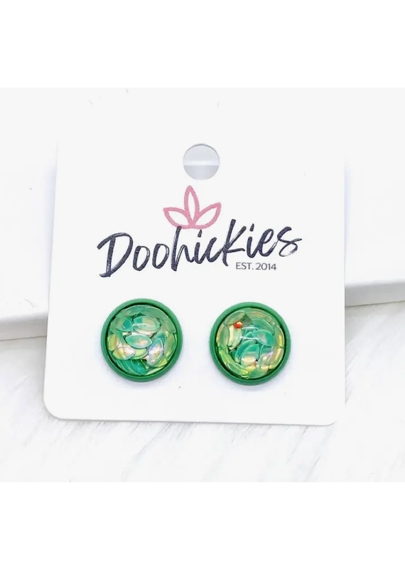 Doohickies Green Petal Stud Earrings