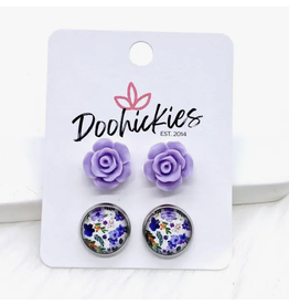 Doohickies Purple Rose Duo Earring Set
