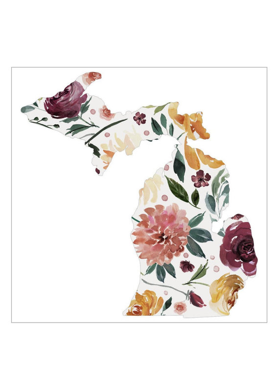 Simply Stated 7” Paprika Floral Michigan Decal