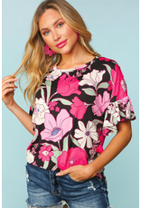 Haptics Stand Out Pink Floral Ruffle Top (S-3XL)